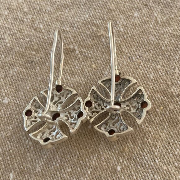 Sterling Silver & Garnet Earrings - Picture 7 of 12